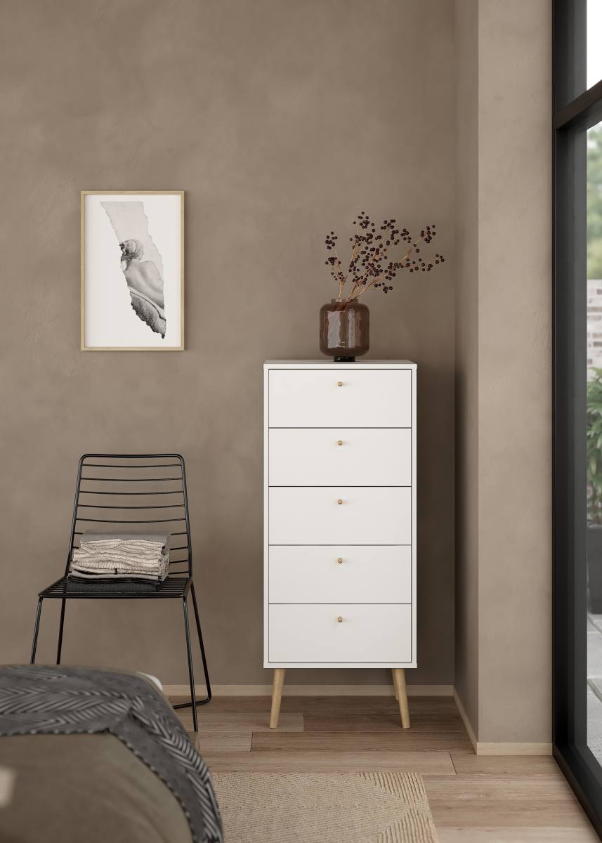 TVILUM Bodo kommode, m. 5 skuffer - hvid træ – billede 8