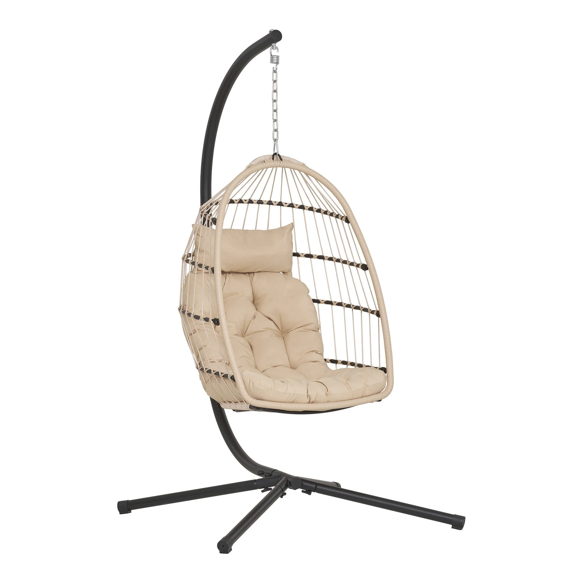 Patras Hængestol - Hængestol, Stål Stativ, Foldbar Sæde, Incl.Hynder, Beige/Grå//Sort 195X117X107 Cm