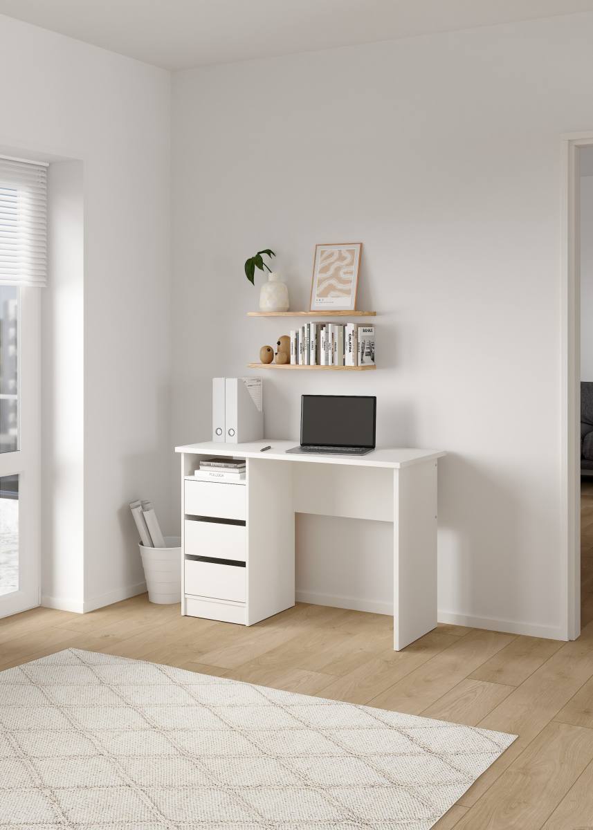 TVILUM Function Plus skrivebord, m. 1 rum og 3 skuffer - hvid træ (110x48,5) – billede 9